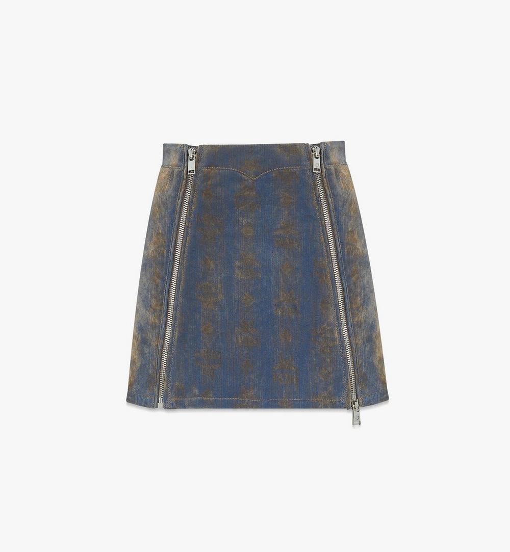 Monogram Jacquard Skirt in Velvet Denim 1